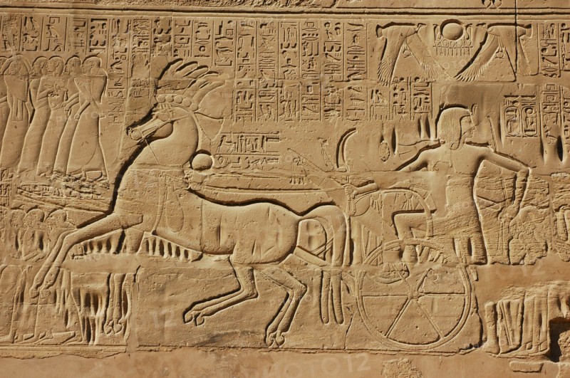 View of the giant relief decoration on the outside northern wall of the Great Hypostyle Court