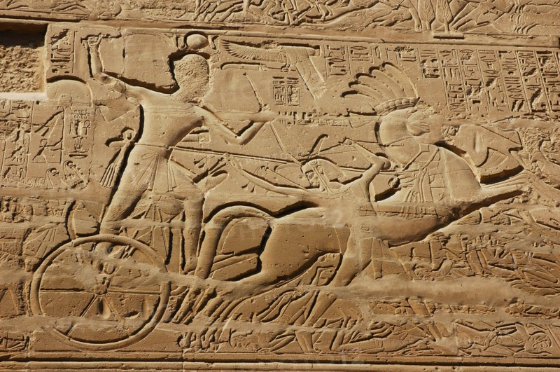 View of the giant relief decoration on the outside northern wall of the Great Hypostyle Court