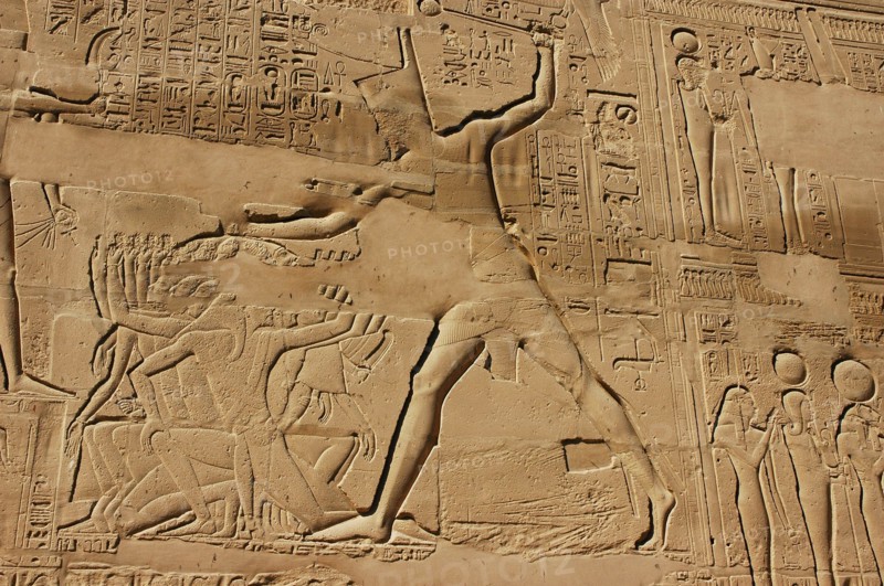 View of the giant relief decoration on the outside northern wall of the Great Hypostyle Court
