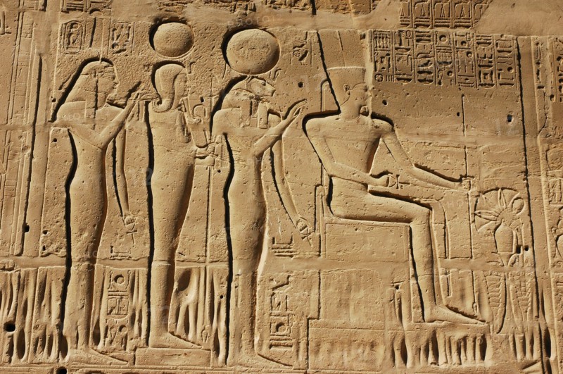 View of the giant relief decoration on the outside northern wall of the Great Hypostyle Court