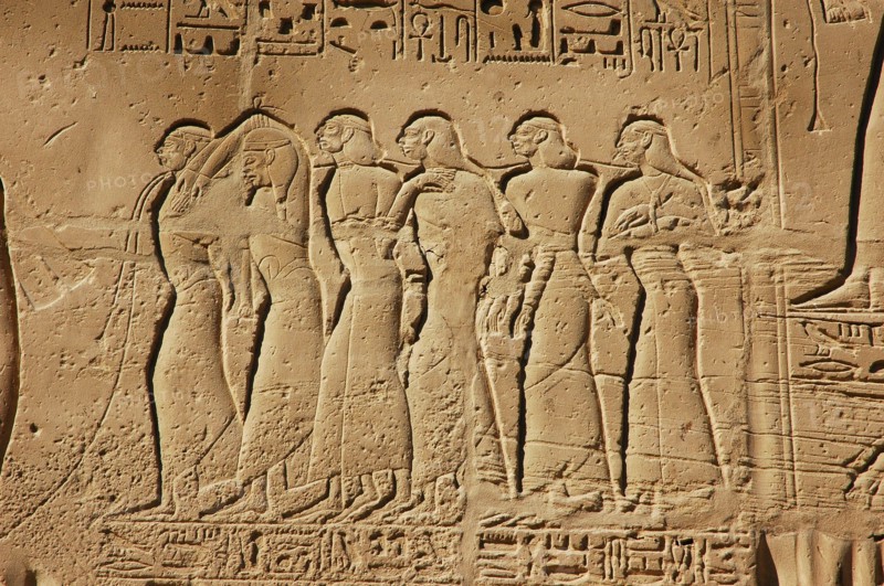 View of the giant relief decoration on the outside northern wall of the Great Hypostyle Court