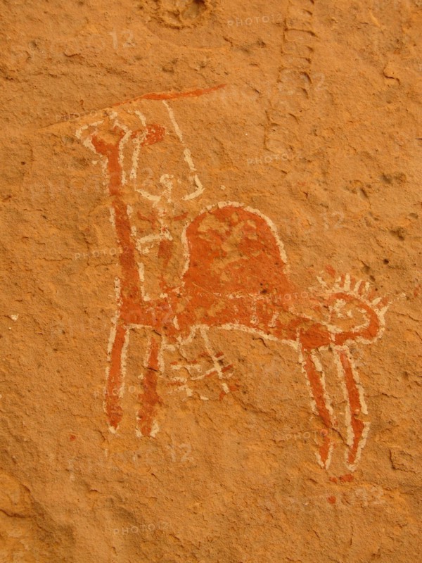 Rock painting with scene of everyday life from the Horse Phase