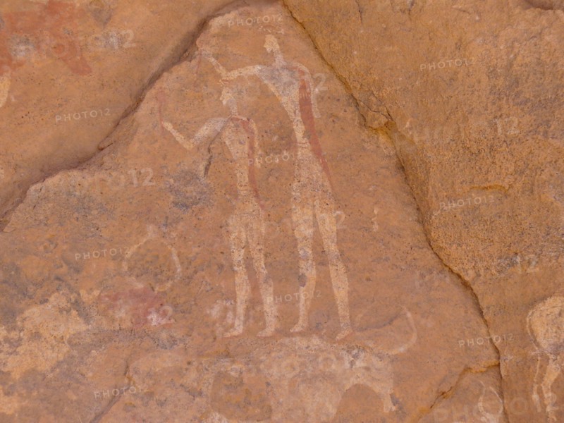Rock painting with scene of everyday life from the Horse Phase