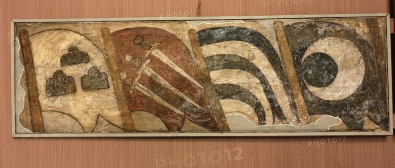 Banners of the districts (rione) of central Rome, from the facade of Palazzo Senatorio