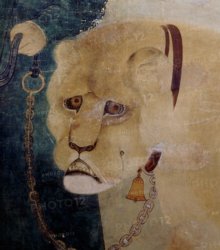 Painting recording the gift of a lion made by an African Swahili merchant to the Yuan (or Ming) court in China