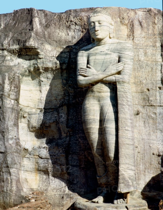 Rock sculpture of the seated Buddha at Gal Vihara at Polonnaruwa