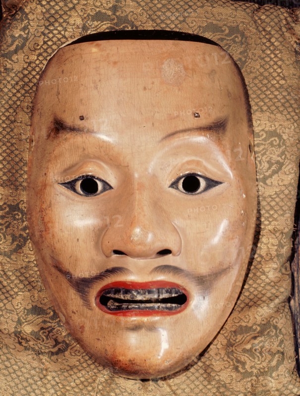 Noh mask representing a samurai