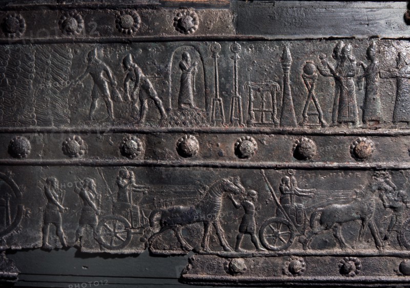 The wooden gates of Shalmaneser III with bands of relief decoration in bronze