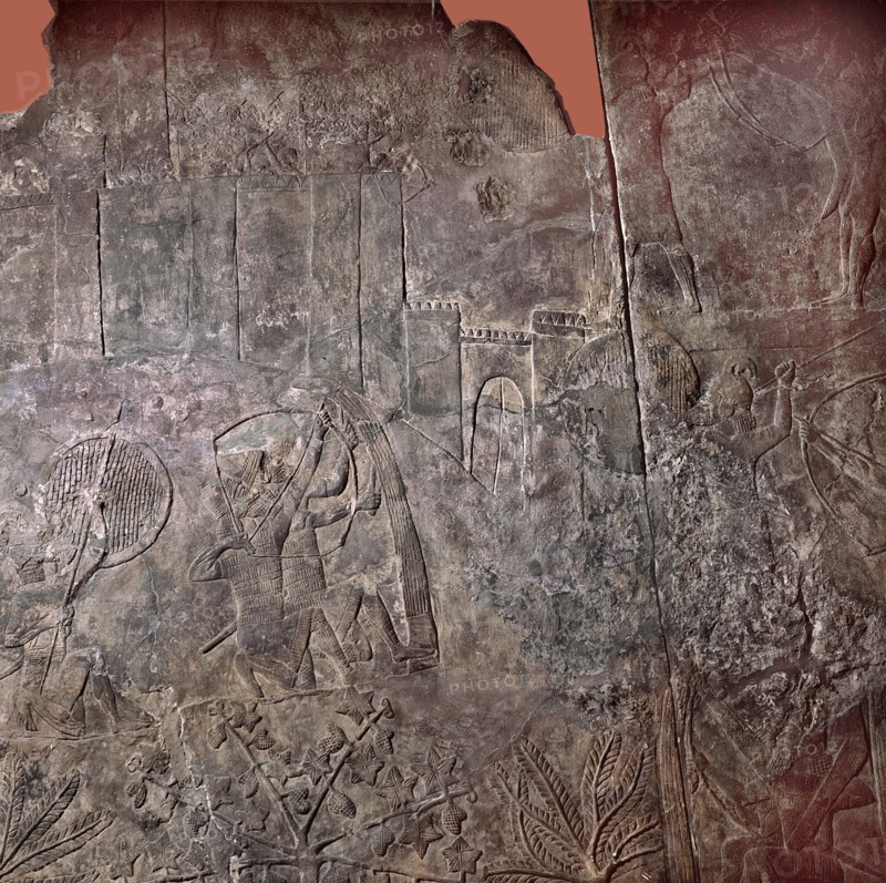 Relief depicting Sennacherib attacking a walled city (thought by some to be Jerusalem)