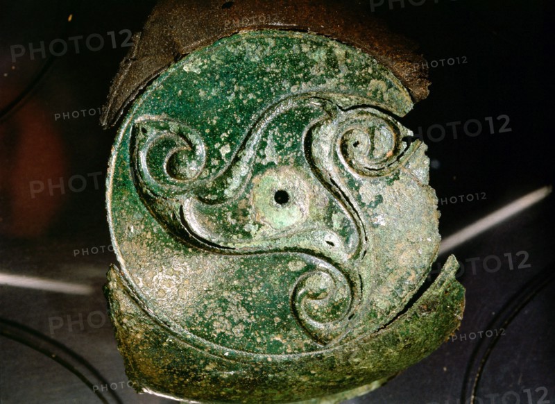 Detail of a bronze shield mount