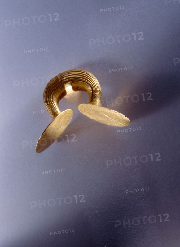 Bow shaped gold dress fastening