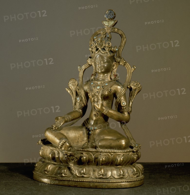 A statue of a goddess, possibly a form of Tara