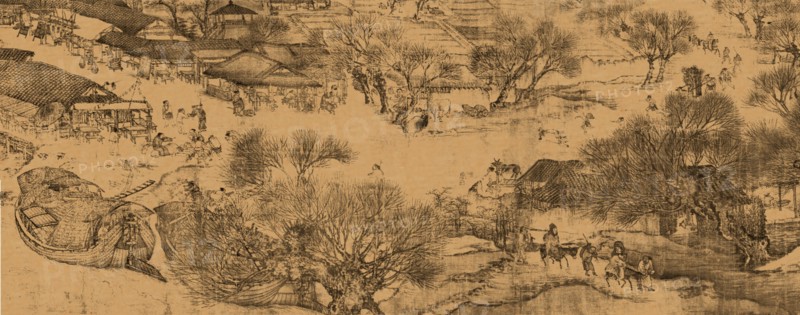 A detail of a scroll called Going Up the River at the Qingming (Spring) Festival by Zhang Zeduan