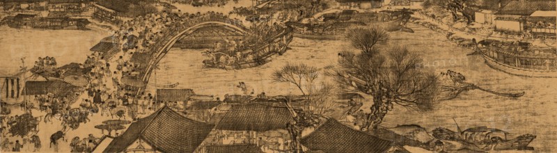 A detail of a scroll called Going Up the River at the Qingming (Spring) Festival by Zhang Zeduan