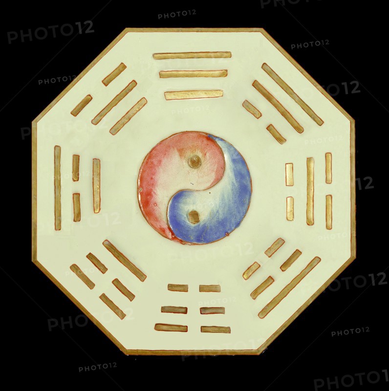 Plate with Yin Yang and trigram symbols