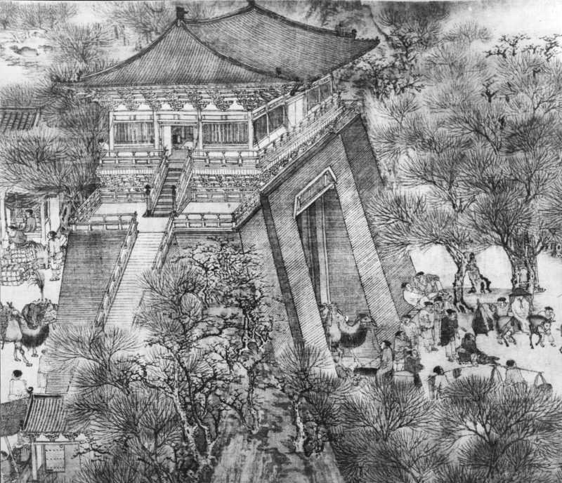 A detail of the scroll called Going Up the River at the Ching Ming Festival, which shows scenes of town and country life possibly in the old capital of Kaifeng