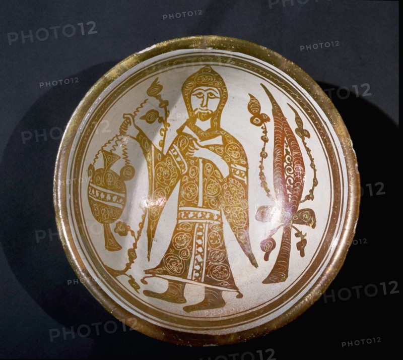 Vessel with depiction of a priest holding an incense burner