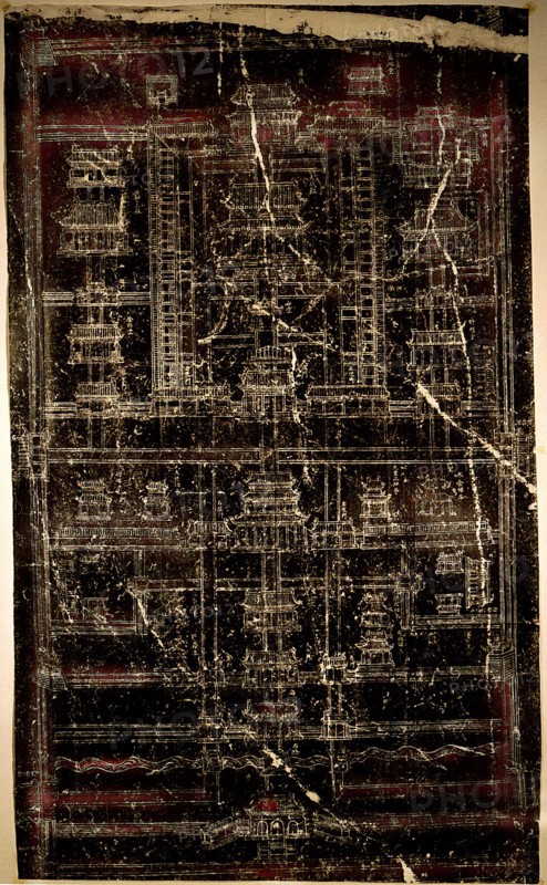 The layout of the Temple of Confucius: a rubbing taken from a stele in the Forest of Steles, Xian