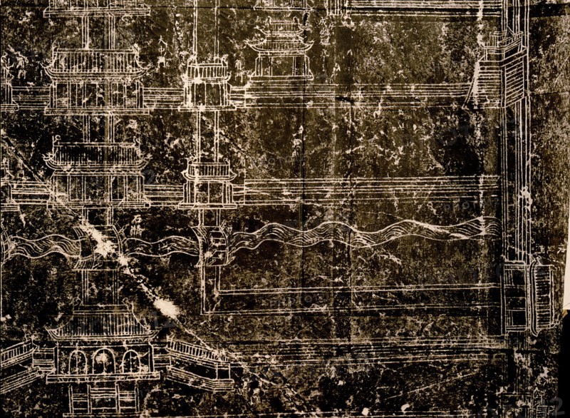 The layout of the Temple to Confucius (detail): a rubbing taken from a stele in the Forest of Steles, Xian