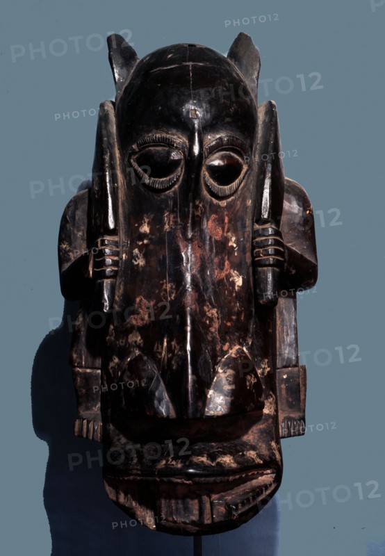 A mask representing a horse and rider