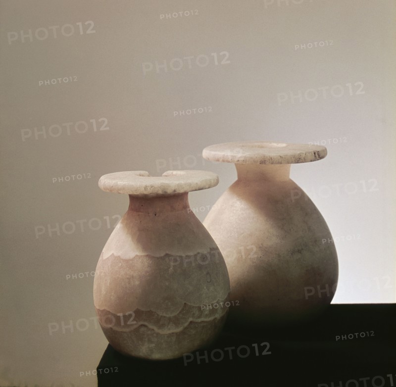 Alabaster jars for storing eye paint (kohl)