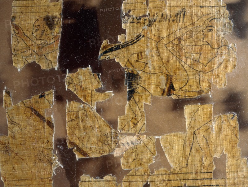 A detail from the Turin Papyrus which depicts scenes of prostitutes with their clients and various love making positions