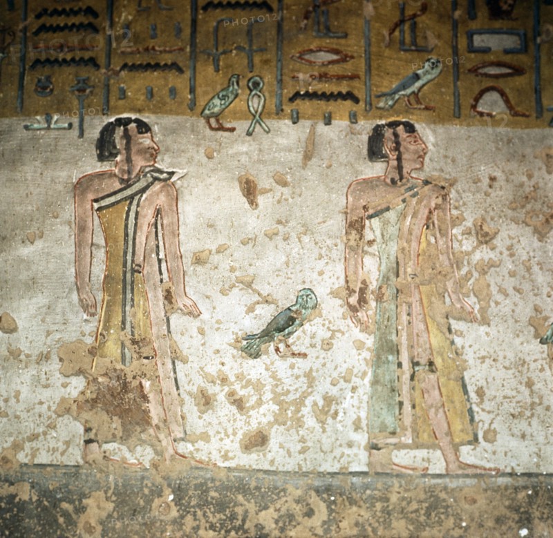 A detail of a wall in the tomb of Ramses III painted with scenes from the Book of Gates