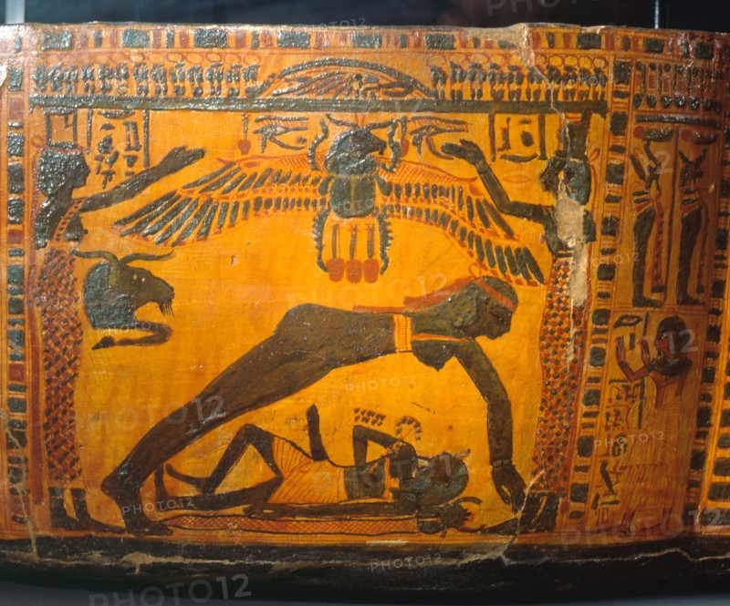 A detail of the painted sarcophagus of Butehamun