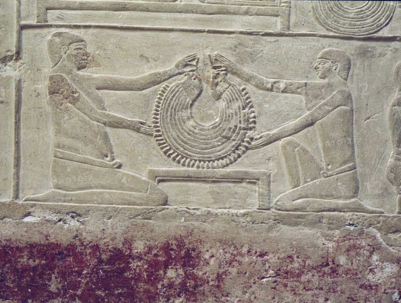 A relief in the tomb of Mereruka showing metalworkers and dwarfs employed in the manufacture of jewellery