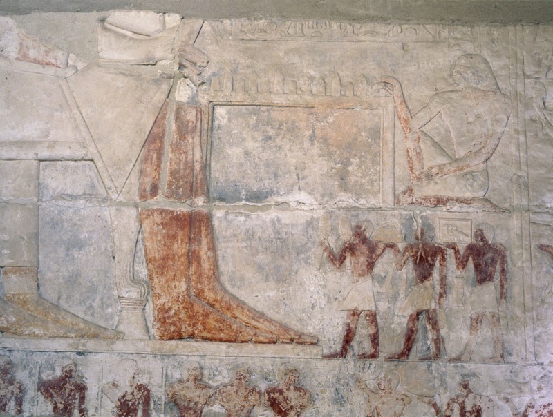 A relief in the tomb of Mereruka depicting an offering scene