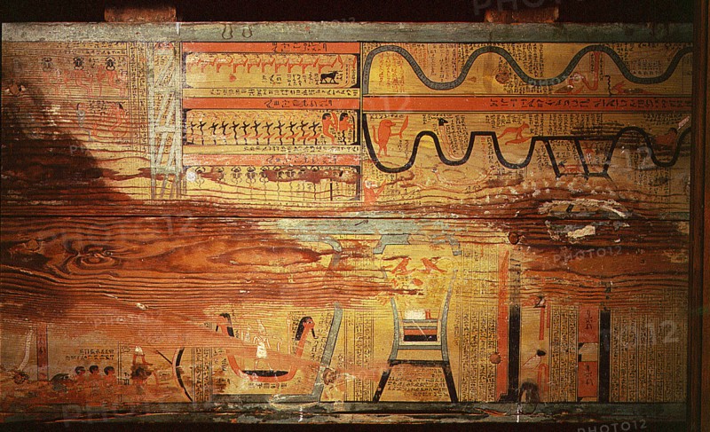 Detail from the floor of one of the coffins of Gua, chief physician of Djehutyhotep, governor of Bersha