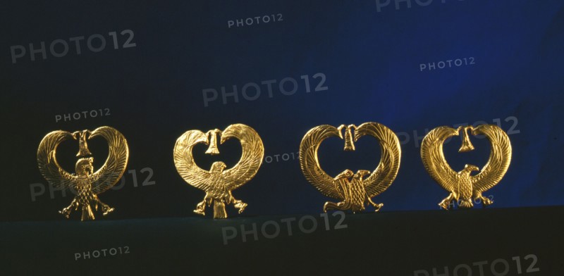 Collar shaped amulets found attached to the bandages of the mummy of Psusennes I