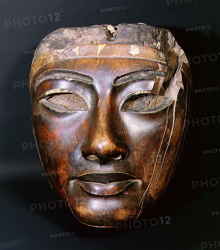 Wooden coffin mask