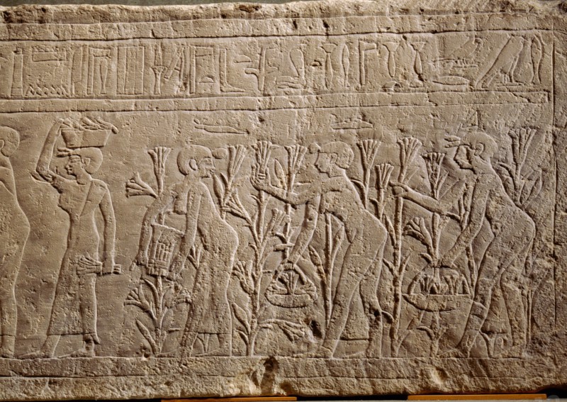 Relief showing servant women picking lilies for use in perfume
