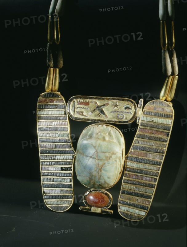 Winged scarab pectoral chain, from the tomb of Psusennes I