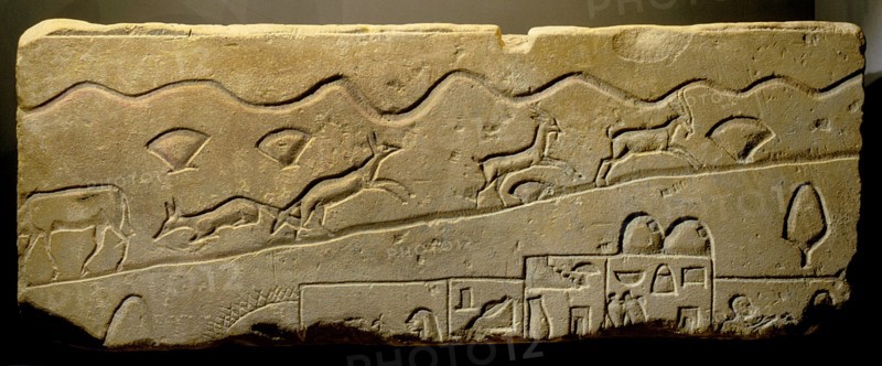 Incised block (talatat) from the temple of Aten and reused in the pylons of the great temple of Amun