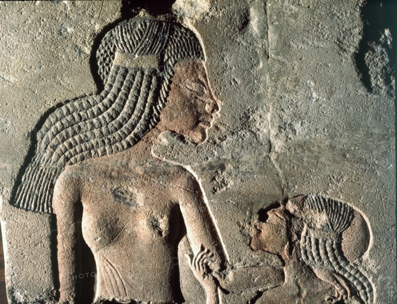 A fragment of a relief with the figures of two princesses
