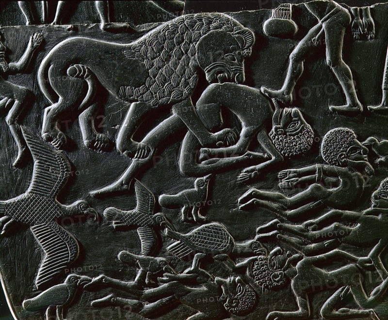Detail of a fragment of the Battlefield Palette ( obverse )