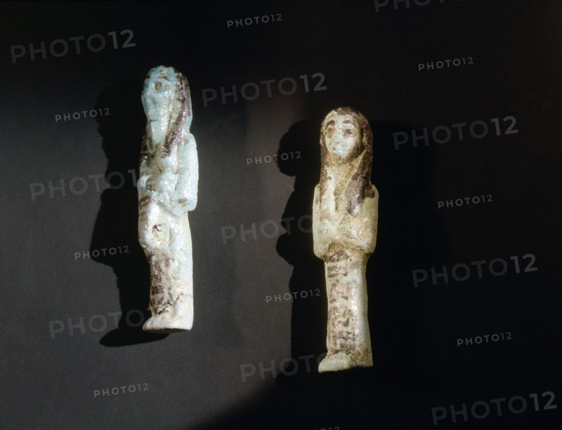 A faience shabti and overseer shabti from the burial of King Siamun