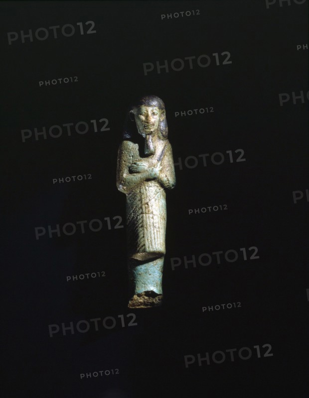 A faience overseer shabti from the burial of Takeloth II