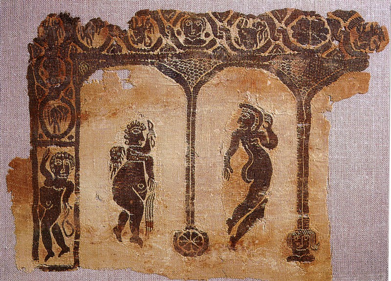 Textile with cupid and woman