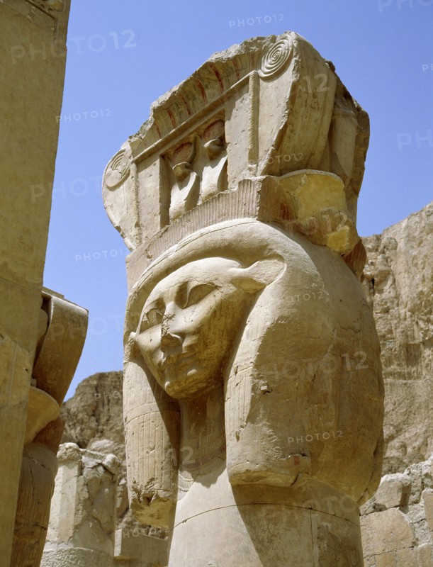 Sculptural detail from the temple of Queen Hatshepsut at Deir el Bahari, Western Thebes