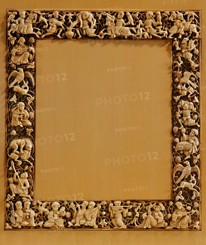 Carved ivory plaque from a piece of furniture