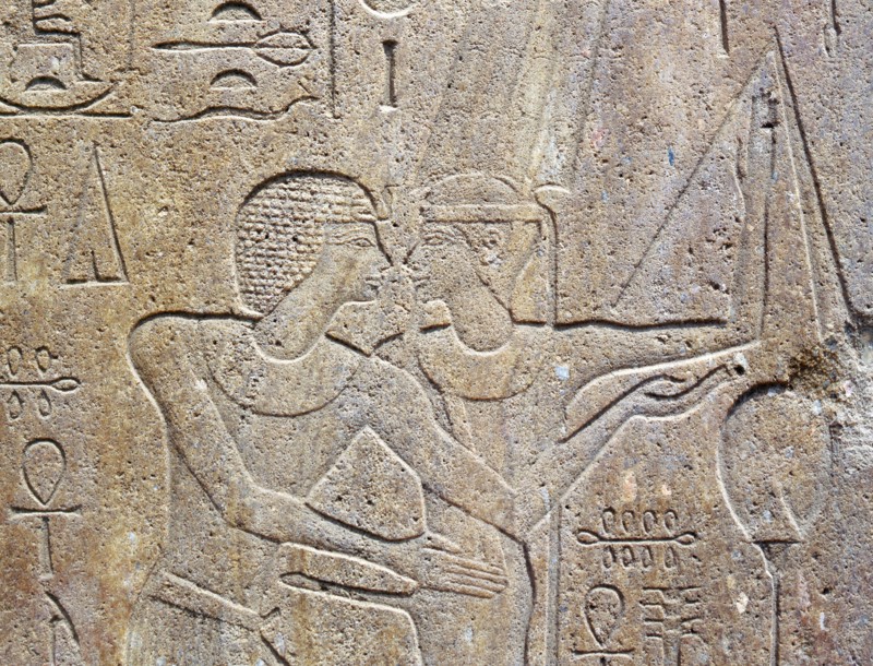 Relief on a block from the Red Chapel of Hatshepsut which was demolished by her successor Tuthmosis III