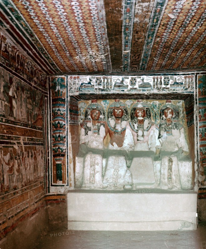 View of the interior of the tomb of Neferronpet, a scribe of the treasury of Amen