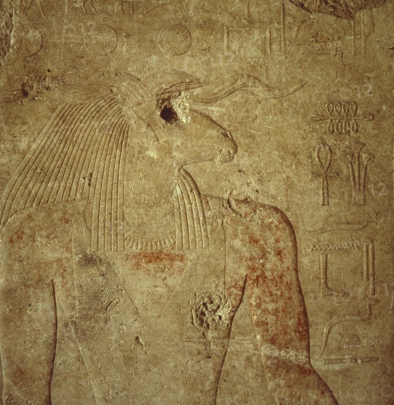 Old Kingdom relief of a ram headed deity