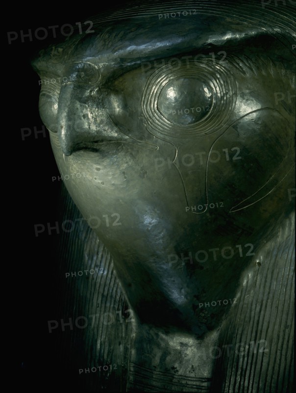 Falcon head representing the god Sokaris on the silver coffin of Shoshenq II from the royal necropolis at Tanis