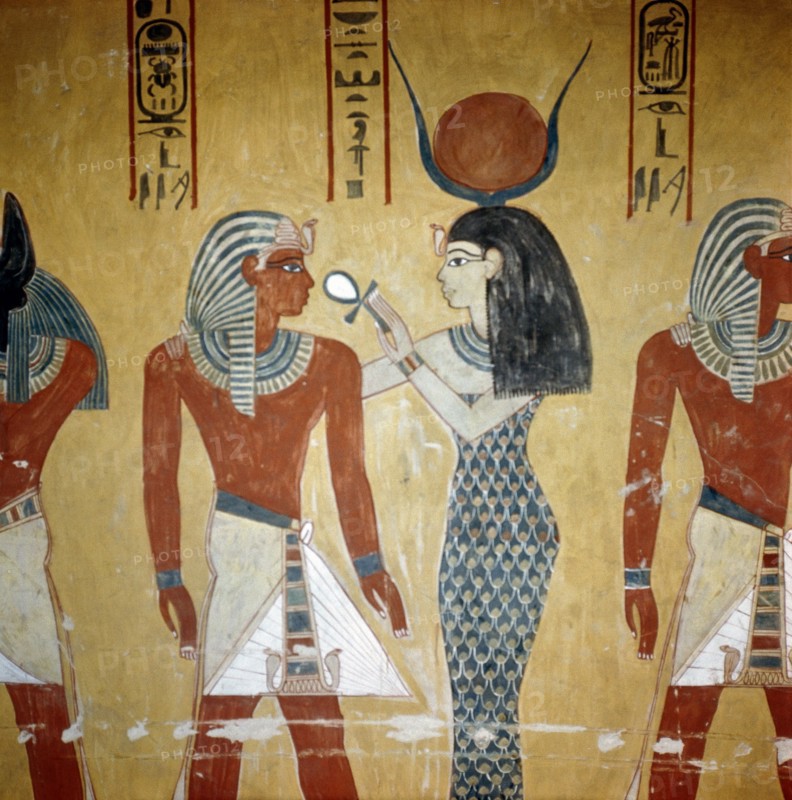 A detail of a wall painting in the tomb of Tuthmosis 1V