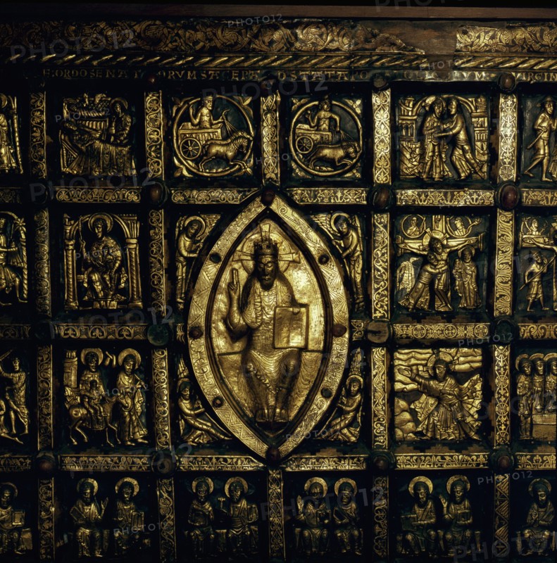 Detail of the Broddetorp Golden Altar carved with biblical motives