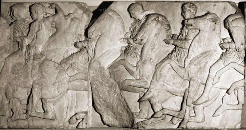 Riders and galloping horses from the north frieze of the Parthenon